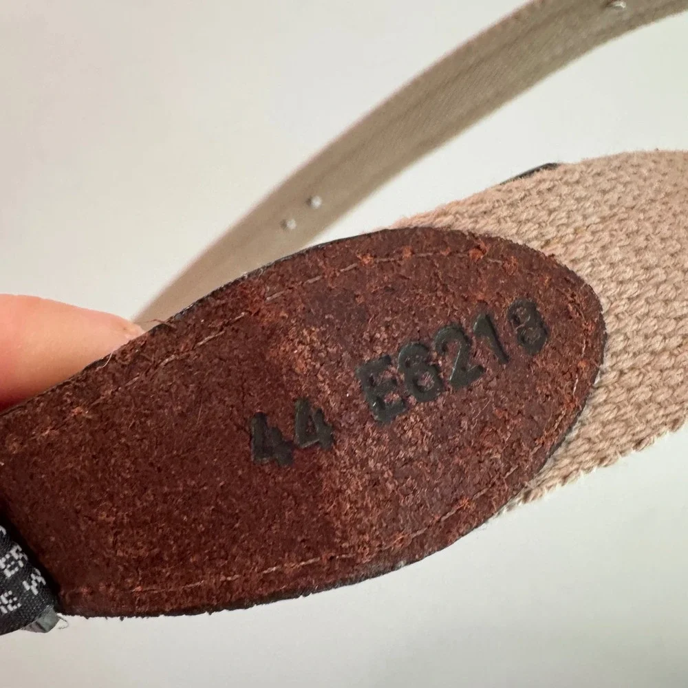 Brighton Nautical Canvas Leather Belt Brass Marlin Tuna‎ Fish  Brown Tan 44